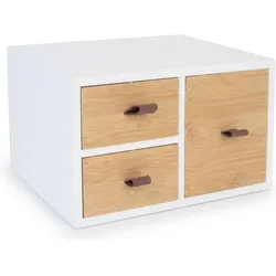 Relaxdays, Schreibtisch Accessoire, Schubladenbox Bambus mit Schlaufen