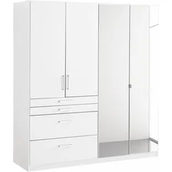 Kleiderschrank RAUCH "Harburg im Schlafzimmer", weiß, B:181cm H:197cm T:54cm, Holzwerkstoff, Schränke, Kleiderschrank, Schlafzimmerschrank Schrank Garderobe mit Spiegel