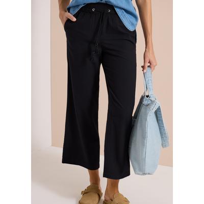 Culotte CECIL, Damen, Gr. XXL, Länge 28, schwarz, Web, 75% Baumwolle, 25% Modal, unifarben, loose fit knöchelfrei, Hosen Culotte, aus Seersucker-Material