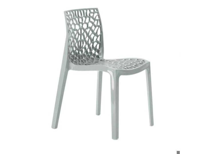 Chaise Polypropylène Design Nid d'Abeille de Jardin Bistrot Gruvyer Grand Soleil - Gris