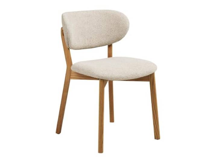House Nordic Dunkirk Dining Polsterstuhl, Beige, B 52 x H 82 x T 59 cm Stoffbezug, massive Eiche, Sitzhöhe 51 cm, Sitztiefe 50 cm, Sitzbreite 50 cm, belastbar bis 110 kg