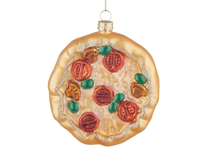 Décoration de Noël pizza 10 x 12 x 2cm Doré/Doré