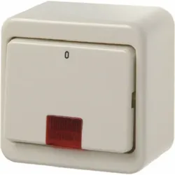 Berker AP-Wippkontr schalter weiß mit roter Linse 301240