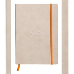Rhodiarama Notizbuch A5 Softcover, 80 Blatt elfenbein 90g, dot/punktkariert, mit Gummizugverschluss - Beige 117455C