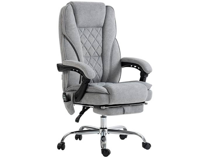 Vinsetto Bürostuhl mit Vibrationsmassage, Ergonomischer Schreibtischstuhl mit Heizung, Grau, Metall, 67x119x72 cm, Büromöbel, Bürostühle, Drehstuhl