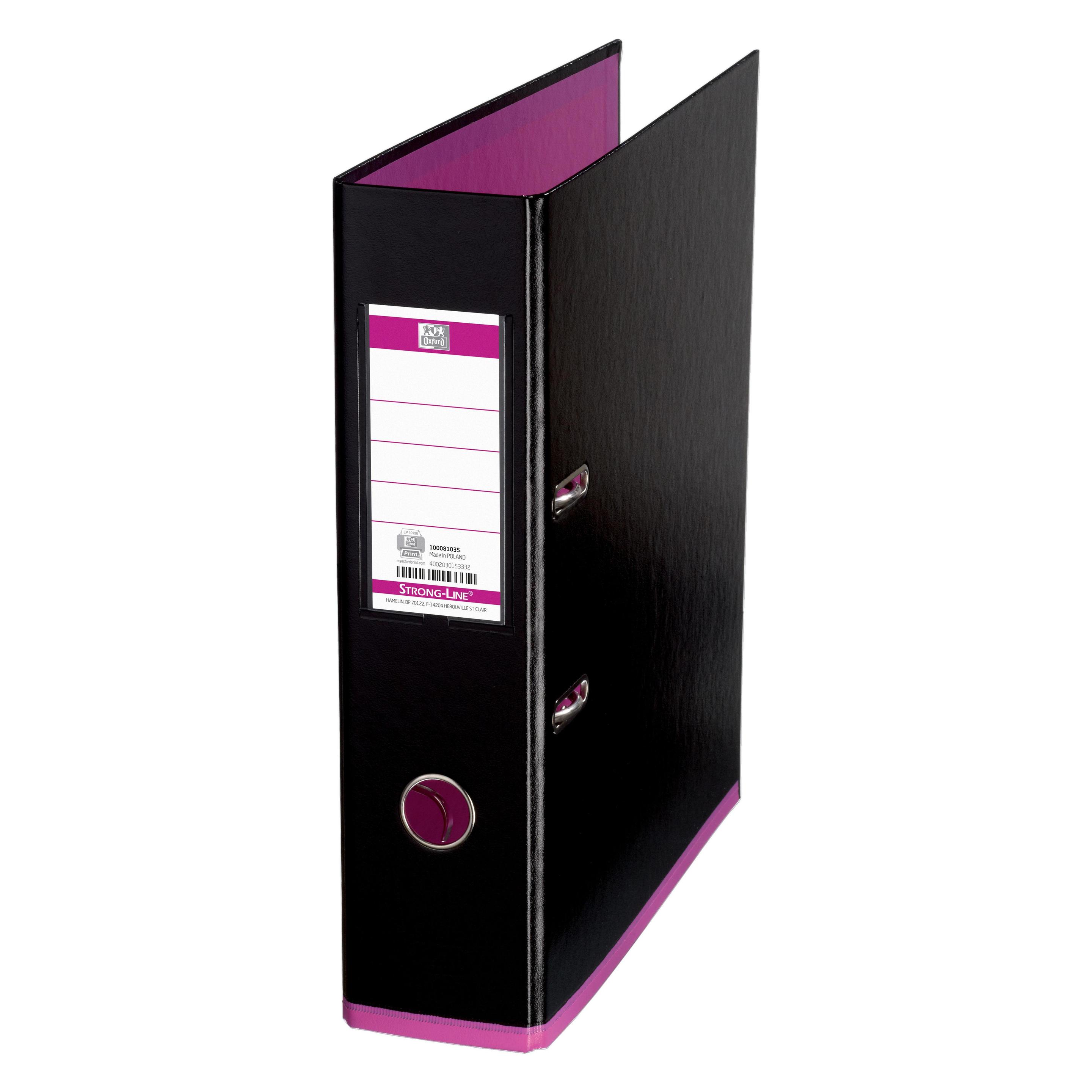 Elba Ordner myColour, Rückenbreite: 80 mm, schwarz-pink DIN A4, Einband aussen (A4, 80 mm, 1 Stk.) (100081035)