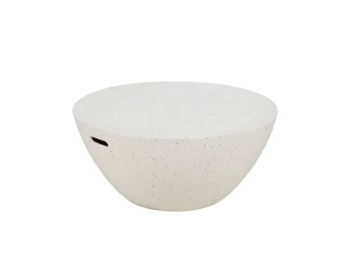Table basse monolithe en résine effet magnésium blanc moucheté 90 cm
