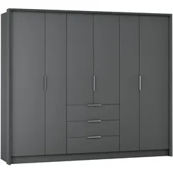 DREHTÜRENSCHRANK Bombay mit 6 Türen und 3 Schubladen, graphitfarben