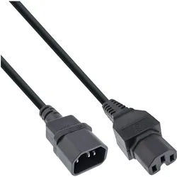 20er B-Pack INLINE Netzkabelverl,, Warmgeräte ST C15/BU C14 gerade schwarz 3m
