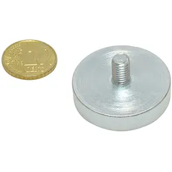 7 Neodym-Topfmagnete mit Gewinde 32 mm | M6x10 mm, Neodym, Stahl, silber