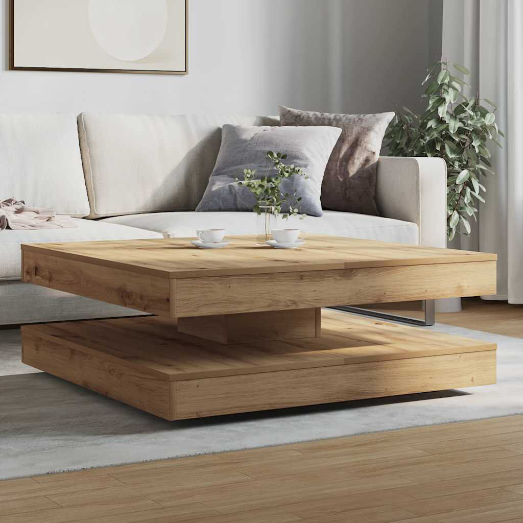 Fjørde & Co Coffee Table 360-Degree Rotatable 90X90x34.5 Cm Artisan Oak