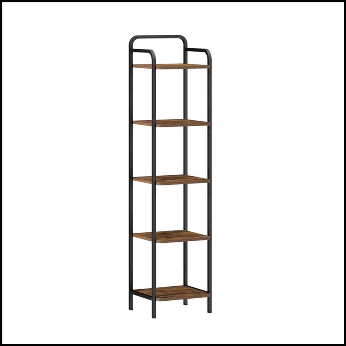 Industriële Boekenkast Hoekplank met 5 Lagen - Smal Staand Opbergrek - Rust Brown