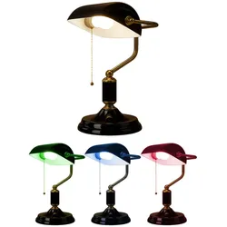 RGB LED Bankerlampe dimmbar mit Fernbedienung Tischleuchte anthrazit gold Leselampe Schreibtischleuchte Wohnzimmerlampe, RGB Farbwechsel, Metall, 8,5W 806lm warmweiß, LxBxH 26,5x18x 34 cm