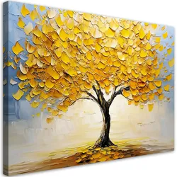 LEINWANDBILD Goldener Baum Abstraktion Gemalt 120x80cm