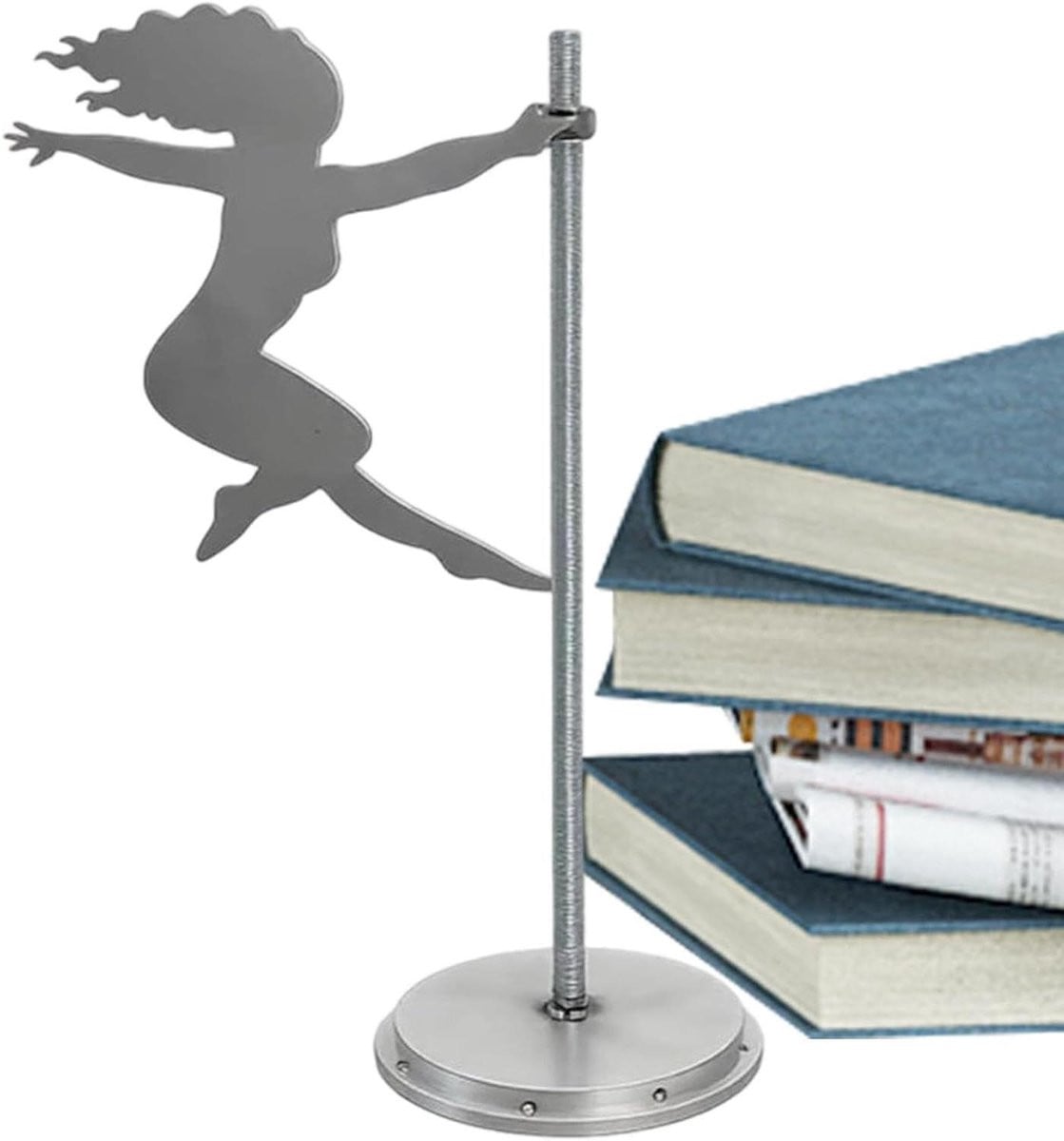 Abstract Metalen Dansende Vrouw Beeld voor op Bureau of Boekenplank