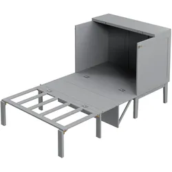 Wandbett 90x200 mit Lattenrost – Platzsparendes Klappbett für modernes Wohnen, graues Design mit Stauraum