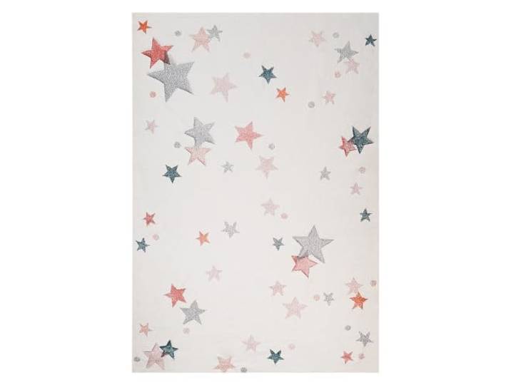 Beliani Teppich Baumwolle weiß/bunt 140x200 cm Sternmuster für Kinder modern Alpoud