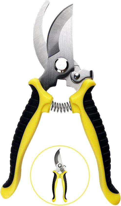 Multifunctionele bypass tuinschaar met veiligheidsgreep en antislip handvat, geel/staal/rubber