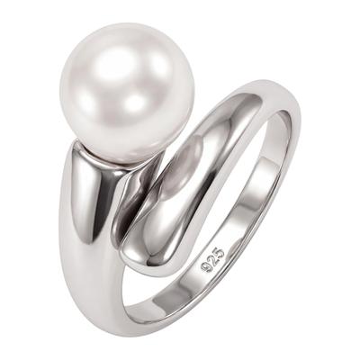 Perlenring JOBO "Ring Fingerring" Gr. 58, silber (silber 925), Fingerringe, Damen, 58, Perlen Silber 925 (Sterlingsilber), Perlen, Silber 925 (Sterlingsilber), Perlenring, 925 Silber mit Perle