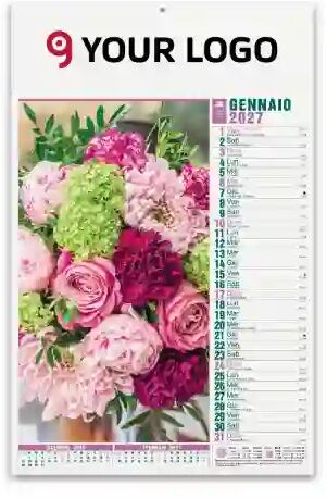 Calendario Fiori 2027 29x47cm 12 fogli carta patinata 70gr Personalizzate o neutre