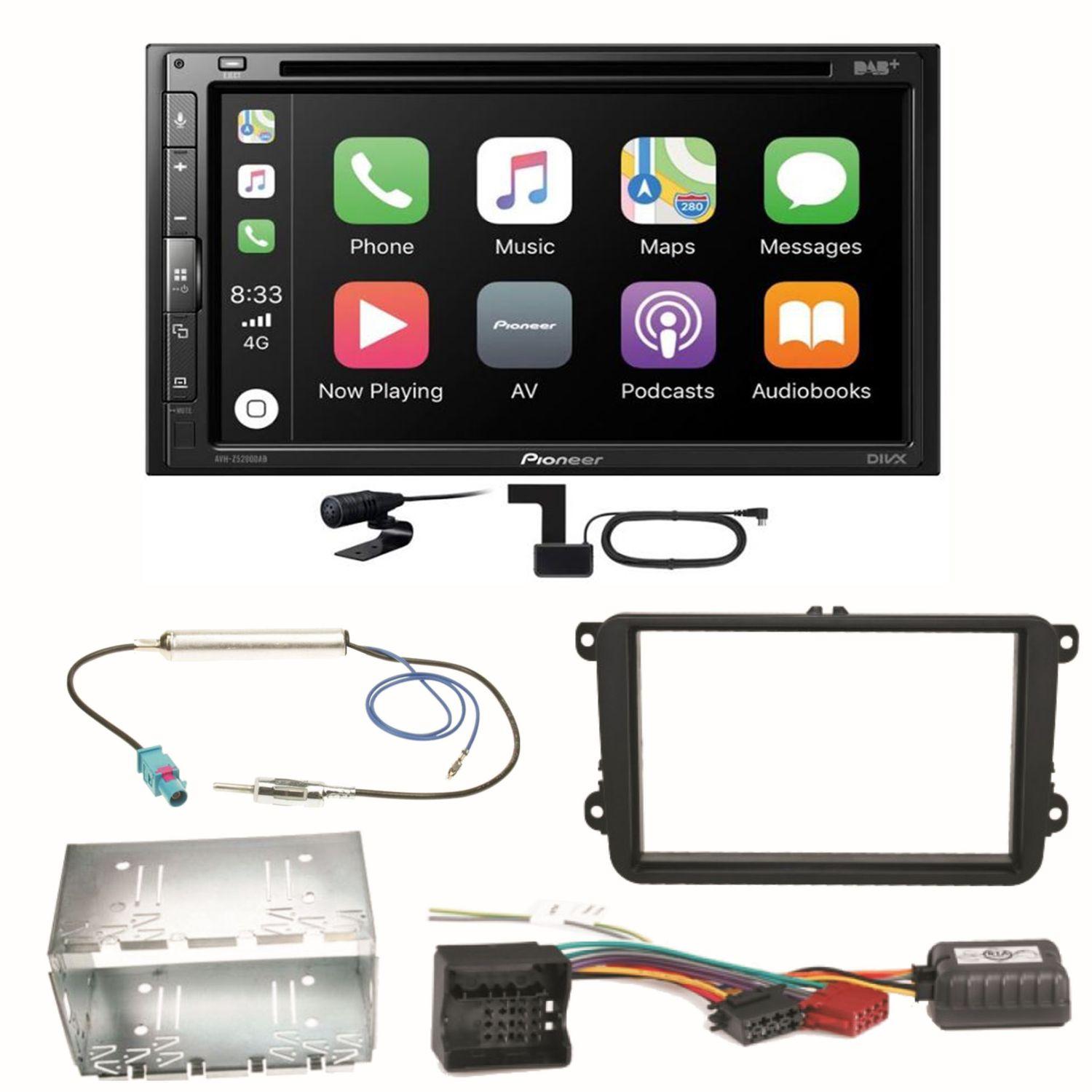 Pioneer AVH-Z5200DAB Android Auto Einbauset für Beetle Jetta Sharan Tiguan T5
