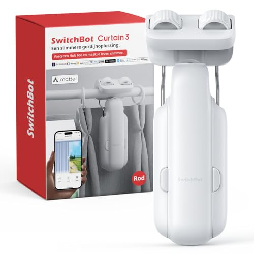 SwitchBot Intelligente Gordijnopener Curtain 3 (Rod) met Bluetooth-afstandsbediening, App en Timer