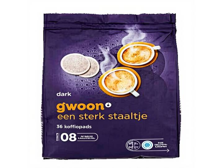 G'woon donker gebrande koffiepads - 36 stuks