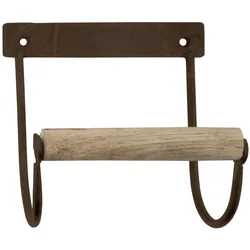 IB Laursen Toilettenpapierhalter aus Metall mit Holzrolle, 14 x 14 cm, Braun