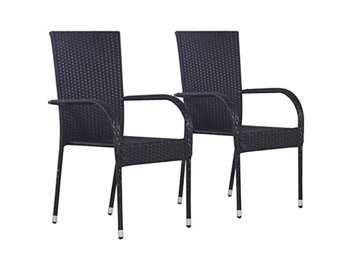 PUGYNBK Garten-Esszimmer-Set, 3-teilig, Akazientisch, Stühle aus Polyrattan Pulverbeschichtetes Stahlgestell, stapelbare Stühle, wetterfest, einfache Reinigung