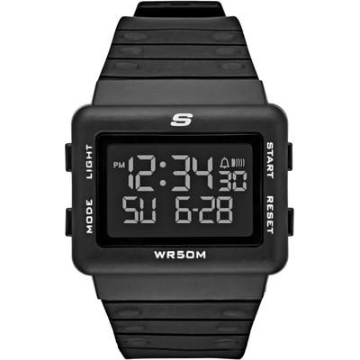 Chronograph SKECHERS "LARSON", schwarz, Armbanduhren, Herren, Chronograph, Quarzuhr, Armbanduhr, Herrenuhr, Silikonarmband, digital, Wochentag