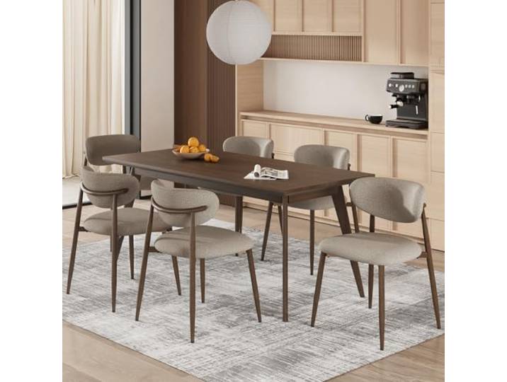 COLAMY Küchenstuhl Esszimmerstühle 6er Set, Moderne Polsterstuhl Essstühle mit Fester Rückenlehne, Stoff Esszimmerstühl mit Metallbeinen für Esszimmer, Küche, Restaurant, Kamel