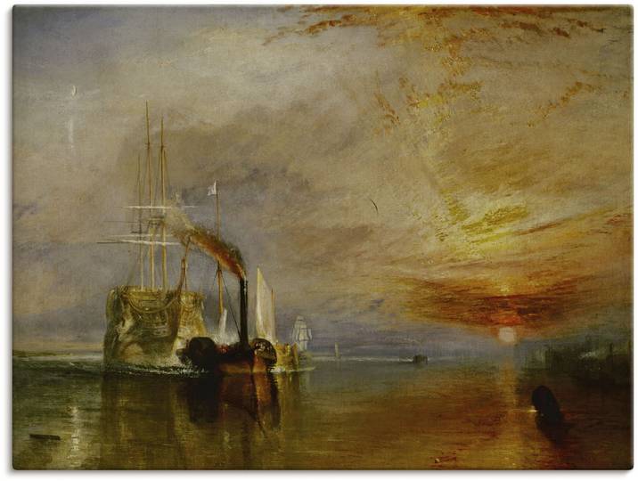 Leinwandbild ARTLAND Die Temeraire an ihrem Ankerplatz , orange (farbe bild(er): orange), B:80cm H:60cm, Bilder, Leinwandbild, auf Holzrahmen gespannt