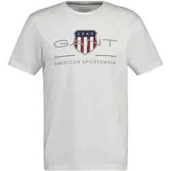 GANT Herren T-Shirt - REGULAR ARCHIVE SHIELD, Rundhals, kurzarm, Baumwolle, Print Weiß / 3XL