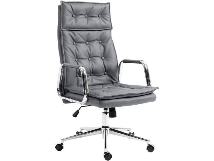 CLP Chefsessel Echtleder Grau, Metall, 60x111x65 cm, Büromöbel, Bürostühle, Chefsessel