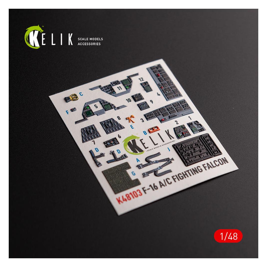 Kelik F-16A/C - interior 3D decals for Academy kit (K48103)