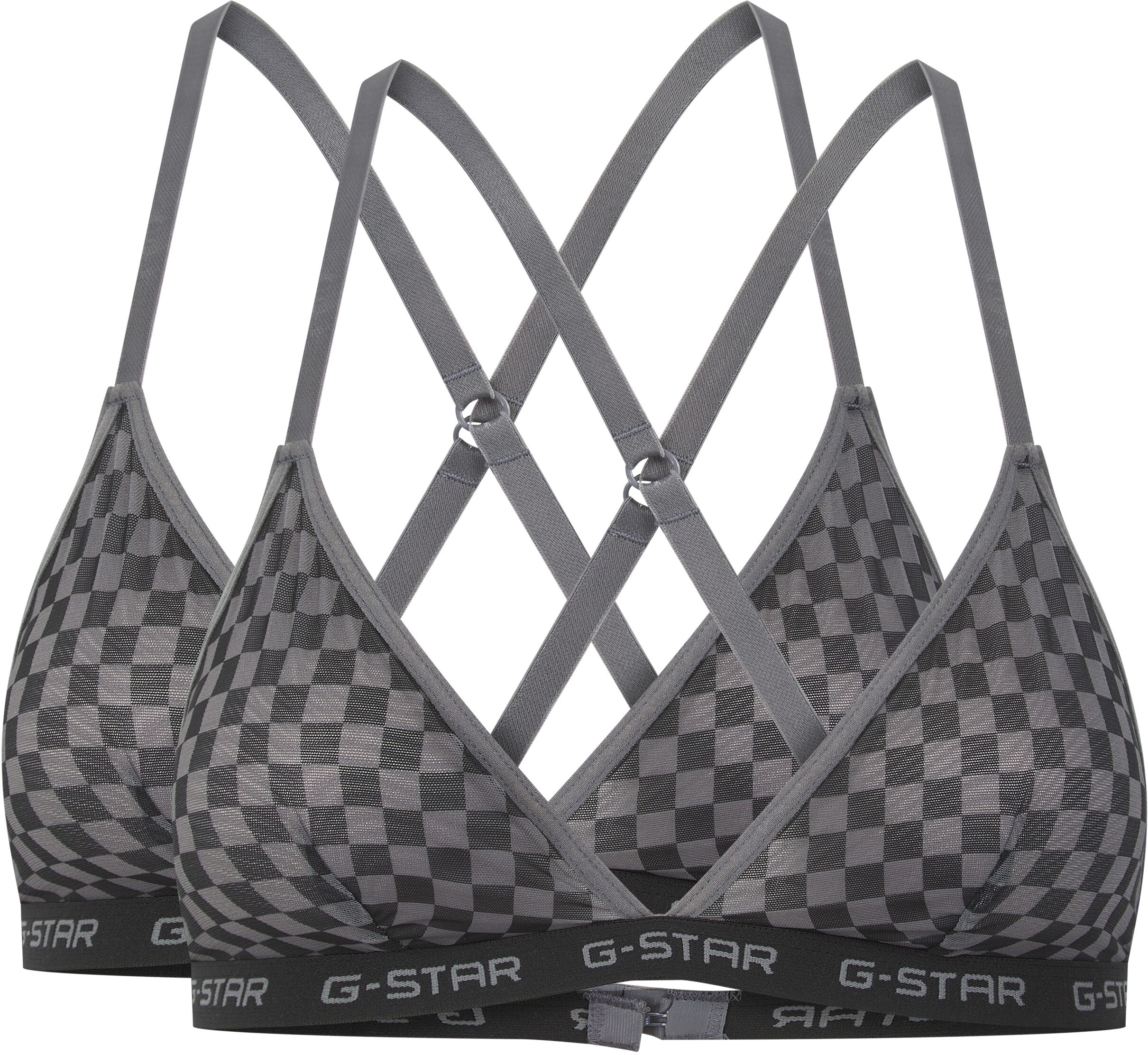 Bralette G-STAR "EPIDOTE, MESH TRIANGLE BRALETTE", Damen, Gr. L, N-Gr, schwarz, Mesh, Obermaterial: 97% Polyester, 3% Elasthan, gemustert, unifarben, BHs Bralette schwarz L, N-Gr