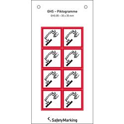 SafetyMarking 30.B1027 GHS-Gefahrenpiktogramm 05 Ätzwirkung Folie selbstklebend (B x H) 35 mm x 35 mm 8 St.