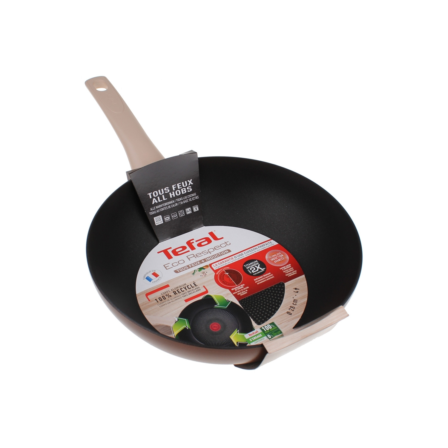 Tefal G2541902 Wok- en roerbakpan, Bruin, Titanium Pro, Aluminium