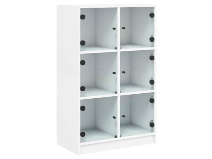 Highboard mit Türen Weiß 68x37x109 cm Holzwerkstoff Stauraum für Bücher, Zeitschriften, Dokumente, Dekoartikel, Bilderrahmen, Topfpflanzen, schwarze Griffe, Wandhalterung