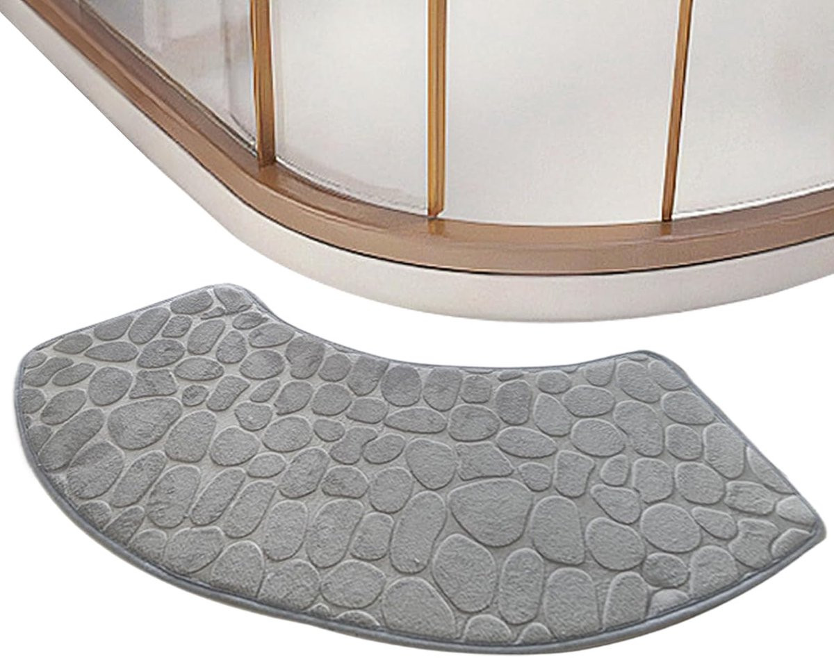 Grijs gebogen antislip badmat voor badkamer, keuken of entree
