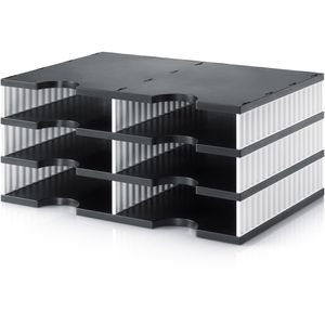 Styro Styro Sortierstation 268-0203  doc Duo, A4, 6 Fächer, 3 Etagen, Kunststoff, schwarz / weiß