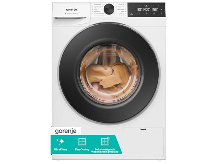 Gorenje W5G484A3P1 Waschmaschine mit Dampffunktion /8 KG /1400 U-Min/ConnectLife /15 Programme/UltraClean/AquaStop/SteamTech /30% besser als Energieeffizienzklasse A/Weiß