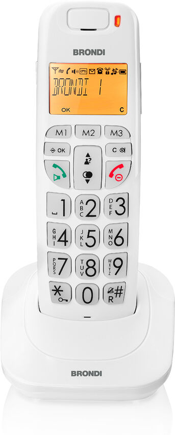 Telefono cordless Brondi Bravobright bianco con vivavoce e display retroilluminato