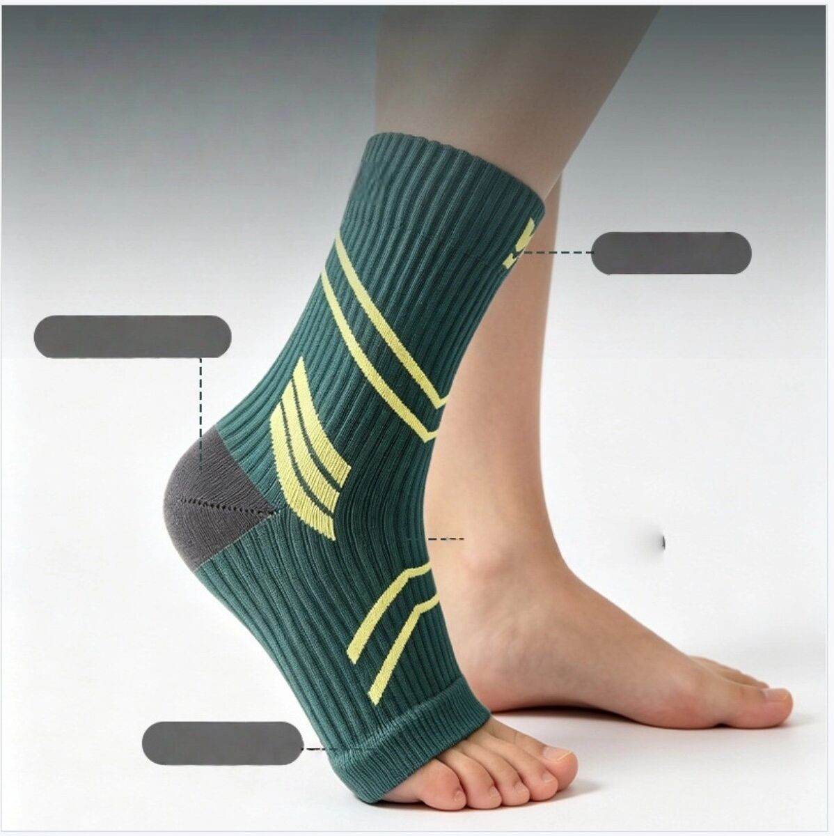 INF Sommerliche dünne Nylon-Knöchelbandage L (passt 38-43) – Atmungsaktive Kompressionsbandage für Sport, Grün