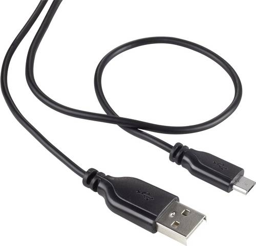 Renkforce USB-Kabel USB 2.0 USB-A Stecker, USB-Micro-B Stecker 1.00m Schwarz SuperSoft-Ummantelung RF-4032111