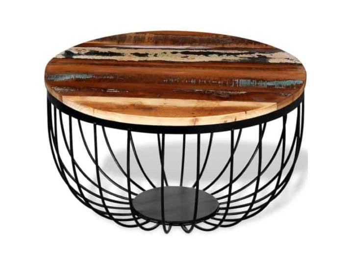 HEFZGDB Couchtisch Altholz Massiv Industrie-Stil Vintage Beistelltisch Wohnzimmertisch Nachttisch aus recyceltem Holz handgefertigt stabil langlebig mit Eisenrahmen einzigartige