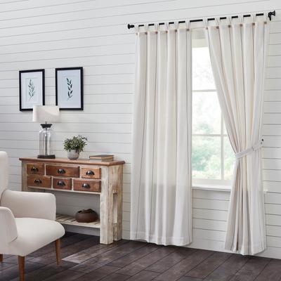 VHC Brands Stitched Burlap White Panel Set of 2 84x40