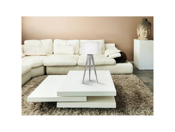 Lampe Tripod Ø 28cm Blanc/Blanc/Acier inoxydable Coton E27
