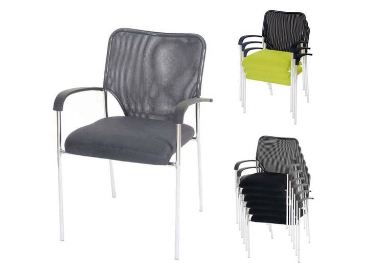 Lot de 12 chaises de conférence / visiteur Tulsa empilable tissu  siège gris dossier gris