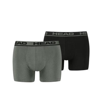 Boxer HEAD "HEAD BASIC BOXER 2P", Herren, Gr. XL, schwarz (tea leaf, schwarz), Obermaterial: 95% Baumwolle, 5% Elasthan, körpernah, Unterhosen, mit elastischem Logobund